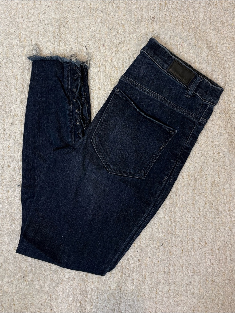 Express Dark Blue Skinny Ankle Legging Jeans with Side Lace-Up size 6R
